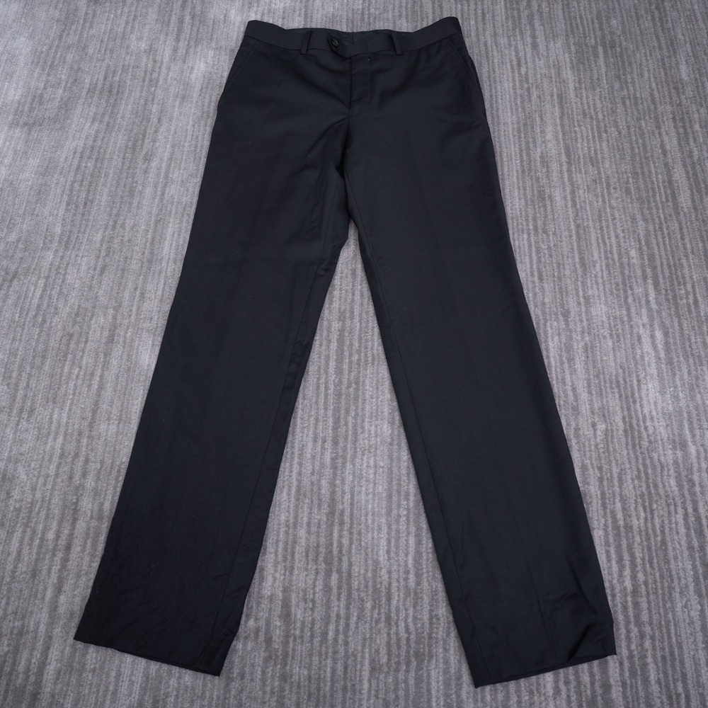 Bar III Slim Fit Black Wool Dress Pants Mens 32x32 Flat Front Trousers RN 90736